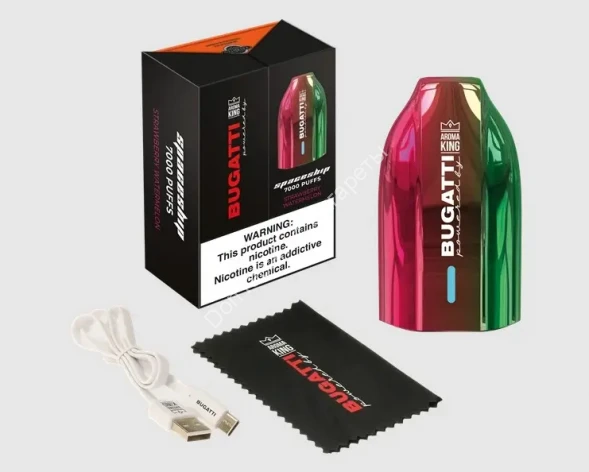 Электронные сигареты Bugatti Aroma King strawberry watermelon 7000 затяжек с подзарядкой Type-C оптом     