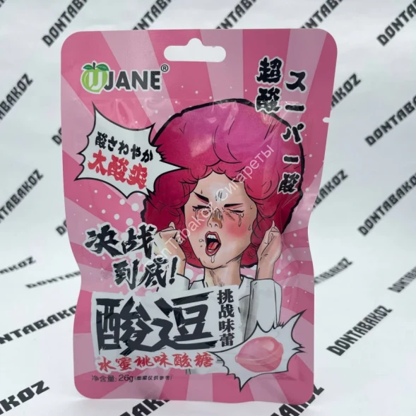 Супер кислые леденцы Ujane Кислый Персик 26 г Оптом 