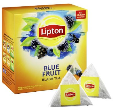 Черный чай Lipton Blue Fruit в пирамидках 20 пак оптом 