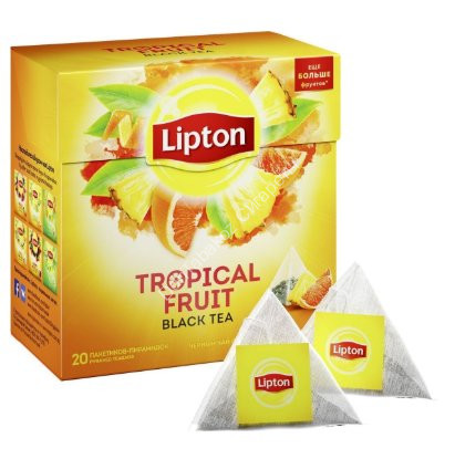 Черный чай Lipton Tropical Fruit в пирамидках 20 пак оптом 