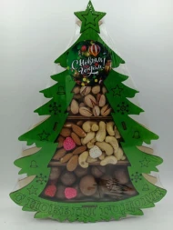 Подарочный набор орехов Елка в деревянной упаковке (200-250)г оптом