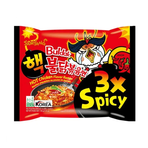 Лапша быстрого приготовления Самянг Hot Chicken Flavor Ramen 3x Spicy (супер острая) курица 140 г оптом  